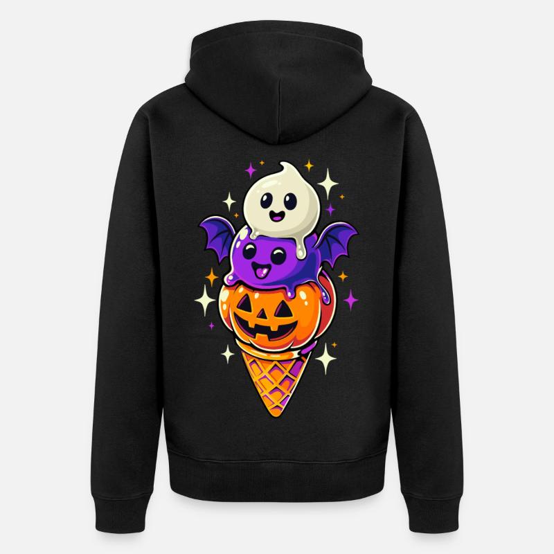 Halloween - glace citrouille - Veste à capuche bio Premium Unisexe - noir