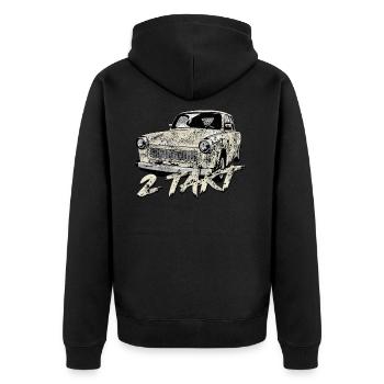  601 Papyrusweiss - Unisex Premium Bio Zip Hoodie - Schwarz - Hinten - Nico (187cm)