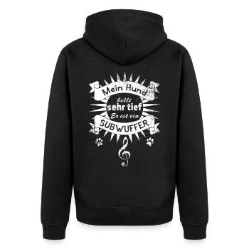 Subwuffer - Unisex Premium Bio Zip Hoodie - Schwarz - Hinten - Nico (187cm)