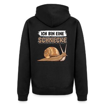Ich bin eine Schnecke - Unisex Premium Bio Zip Hoodie - Schwarz - Hinten - Nico (187cm)