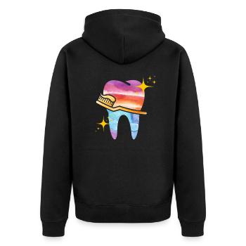 Dentist Dental Hygienist Dental Assistant Hygiene - Unisex Premium Bio Zip Hoodie - Schwarz - Hinten - Nico (187cm)
