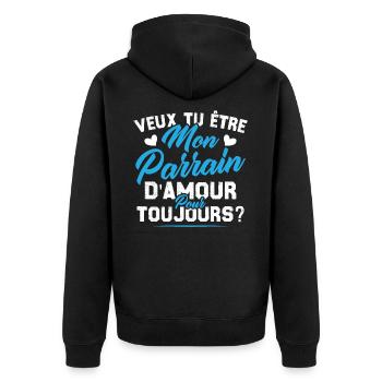 Veux Tu Être Mon Parrain D amour pour toujours - Veste à capuche bio Premium Unisexe - noir - Dos - Nico (187cm)