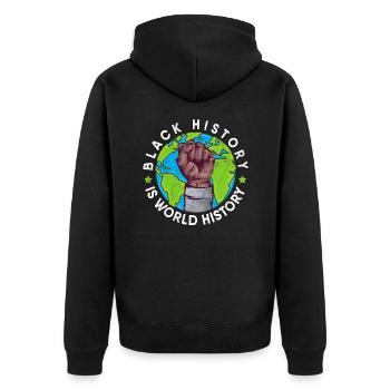 Black History Is World History Melanin Juneteenth - Unisex Premium Bio Zip Hoodie - Schwarz - Hinten - Nico (187cm)