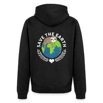 Save The Earth Animal Rescue Animal Rights - Unisex Premium Bio Zip Hoodie - Schwarz - Hinten - Nico (187cm)