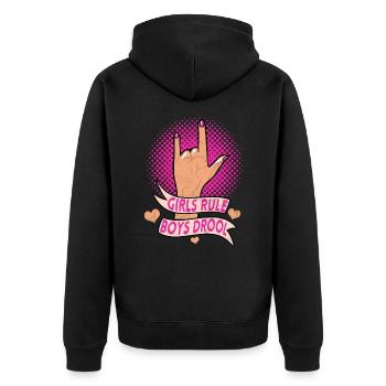 Girls Rule Boys Drool Feminist Women Empowerment - Unisex Premium Organic Zip Hoodie - black - Back - Nico (187cm)