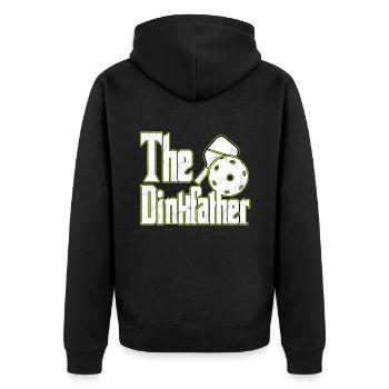 The Dinkfather Pickleball Ace Paddle Dink Pickle - Unisex Premium Organic Zip Hoodie - black - Back - Nico (187cm)