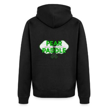 Fear The Paddle Pickleball Ace Paddle Dink Pickle - Unisex Premium Organic Zip Hoodie - black - Back - Nico (187cm)
