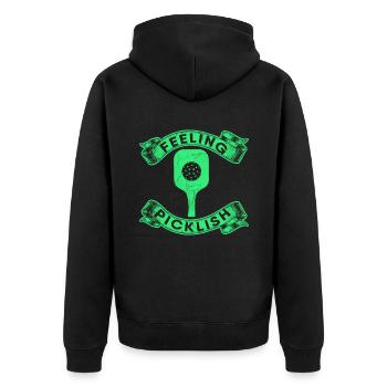 Feeling Picklish Pickleball Paddle Pickle Ball Ace - Unisex Premium Organic Zip Hoodie - black - Back - Nico (187cm)