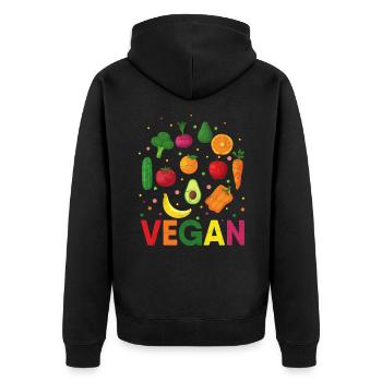 Vegan Plant Based Vegetarian Diet Veganism Veggies - Unisex Premium Organic Zip Hoodie - black - Back - Nico (187cm)