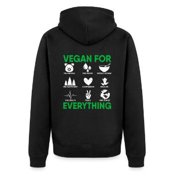 Vegan For Everything Plant Vegetarian Diet Veggies - Unisex Premium Organic Zip Hoodie - black - Back - Nico (187cm)