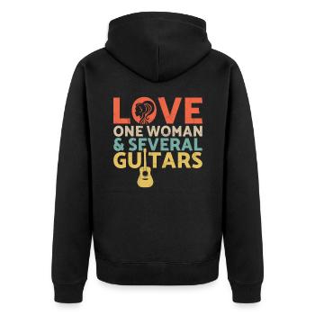 Guitar Bass Player Electric Guitar Acoustic Musicg - Unisex Premium Bio Zip Hoodie - Schwarz - Hinten - Nico (187cm)