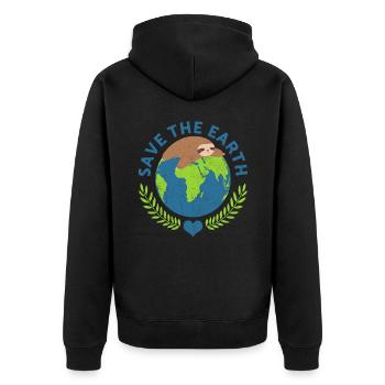 Save The Earth Animal Rescue Animal Rights - Unisex Premium Bio Zip Hoodie - Schwarz - Hinten - Nico (187cm)
