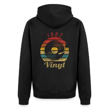 1887 Vinyl Retro Vintage Music - Unisex Premium Bio Zip Hoodie - Schwarz - Hinten - Nico (187cm)
