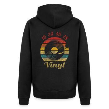 16 33 45 78 RPM Vinyl Retro Vintage Music - Unisex Premium Bio Zip Hoodie - Schwarz - Hinten - Nico (187cm)
