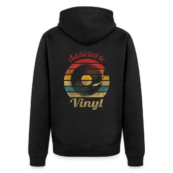 Accro à la musique vintage rétro vinyle - Veste à capuche bio Premium Unisexe - noir - Dos - Nico (187cm)