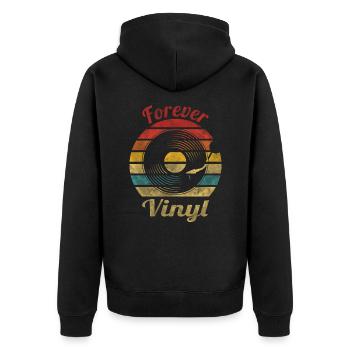 Forever Vinyl Retro Vintage Music - Unisex Premium Bio Zip Hoodie - Schwarz - Hinten - Nico (187cm)