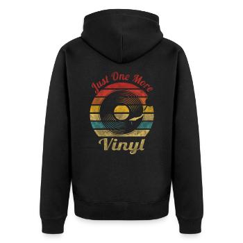 Just One More Vinyl Retro Vintage Music - Unisex Premium Bio Zip Hoodie - Schwarz - Hinten - Nico (187cm)