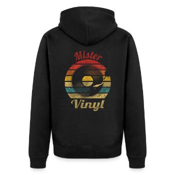 Mister Vinyl Retro Vintage Music - Unisex Premium Bio Zip Hoodie - Schwarz - Hinten - Nico (187cm)