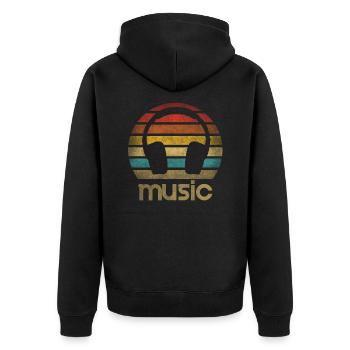 Headphones Listen to the Music Sound Retro Vintage - Unisex Premium Organic Zip Hoodie - black - Back - Nico (187cm)