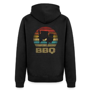 BBQ Time Barbecue Grilling Retro Vintage - Unisex Premium Organic Zip Hoodie - black - Back - Nico (187cm)