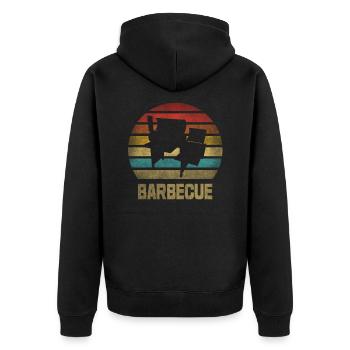 BBQ Time Barbecue Grilling Retro Vintage - Unisex Premium Organic Zip Hoodie - black - Back - Nico (187cm)