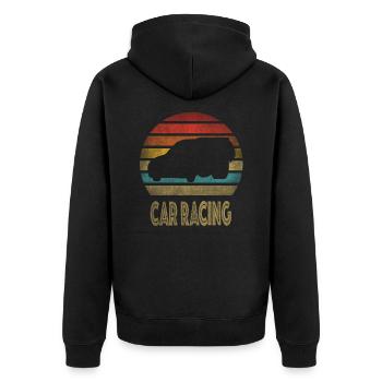 Drag Car Racing Drag Racing Retro Vintage Sunset - Unisex Premium Bio Zip Hoodie - Schwarz - Hinten - Nico (187cm)