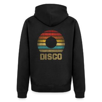 Disco Dance Party Rave Retro Vintage Sunset - Unisex Premium Bio Zip Hoodie - Schwarz - Hinten - Nico (187cm)