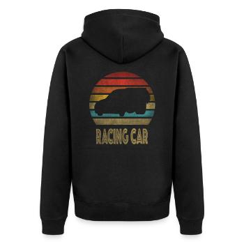 Drag Car Racing Drag Racing Retro Vintage Sunset - Unisex Premium Bio Zip Hoodie - Schwarz - Hinten - Nico (187cm)
