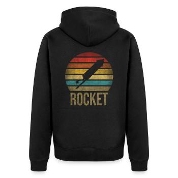 Fireworks Boom Rocket Going Up Launch Retro - Unisex Premium Bio Zip Hoodie - Schwarz - Hinten - Nico (187cm)