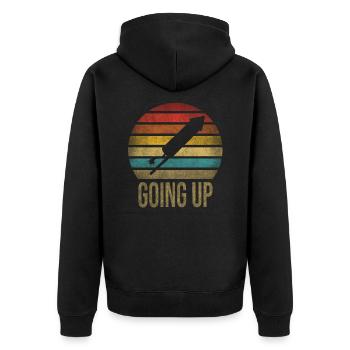 Fireworks Boom Rocket Going Up Launch Retro - Unisex Premium Bio Zip Hoodie - Schwarz - Hinten - Nico (187cm)