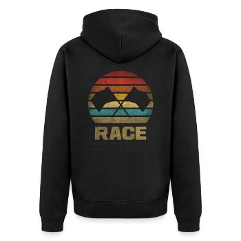 Drapeaux Voitures de course Race Flag Speed Retro Vintage - Veste à capuche bio Premium Unisexe - noir - Dos - Nico (187cm)