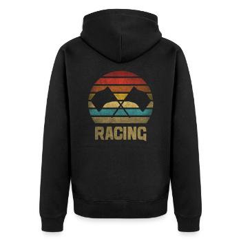 Drapeaux Voitures de course Race Flag Speed Retro Vintage - Veste à capuche bio Premium Unisexe - noir - Dos - Nico (187cm)
