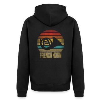Français Instrument de cor Retro Sunset - Veste à capuche bio Premium Unisexe - noir - Dos - Nico (187cm)