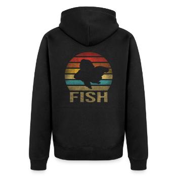 Gold Fish Goldie Goldfish Retro Sunset - Unisex Premium Organic Zip Hoodie - black - Back - Nico (187cm)