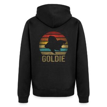 Gold Fish Goldie Goldfish Retro Sunset - Unisex Premium Bio Zip Hoodie - Schwarz - Hinten - Nico (187cm)