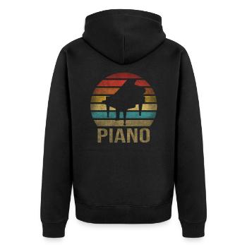 Piano à queue Musique Pianiste Retro Sunset - Veste à capuche bio Premium Unisexe - noir - Dos - Nico (187cm)