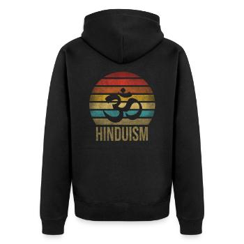 Hinduism Aum Letter Religion Retro Sunset - Unisex Premium Organic Zip Hoodie - black - Back - Nico (187cm)