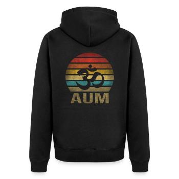 Hinduism Aum Letter Religion Retro Sunset - Unisex Premium Organic Zip Hoodie - black - Back - Nico (187cm)