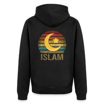 Islam Crestcent Star Religion Rétro Coucher de Soleil - Veste à capuche bio Premium Unisexe - noir - Dos - Nico (187cm)