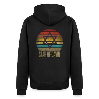 Jewish Star of David Religion Retro Sunset - Unisex Premium Organic Zip Hoodie - black - Back - Nico (187cm)