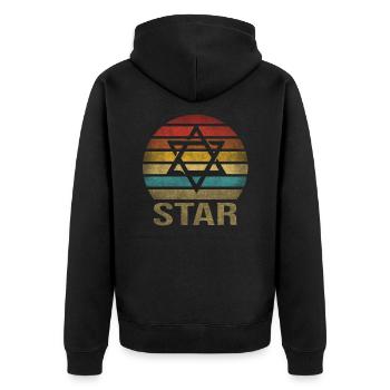 Jewish Star of David Religion Retro Sunset - Unisex Premium Organic Zip Hoodie - black - Back - Nico (187cm)