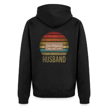 Juste marié Amour Famille Mari Femme - Veste à capuche bio Premium Unisexe - noir - Dos - Nico (187cm)