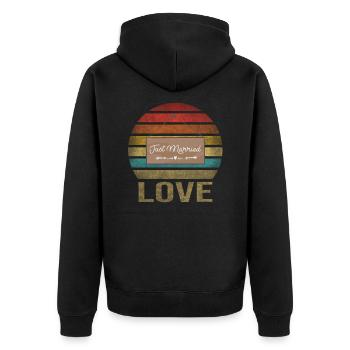 Juste marié Amour Famille Mari Femme - Veste à capuche bio Premium Unisexe - noir - Dos - Nico (187cm)