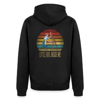 Peinture Petite Fille à l’intérieur Arts Rétro Coucher de Soleil - Veste à capuche bio Premium Unisexe - noir - Dos - Nico (187cm)