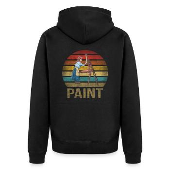 Peinture Petite Fille à l’intérieur Arts Rétro Coucher de Soleil - Veste à capuche bio Premium Unisexe - noir - Dos - Nico (187cm)