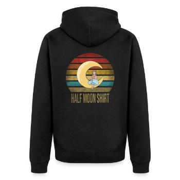 Little Girl Sitting on Half Moon Retro Sunset - Unisex Premium Organic Zip Hoodie - black - Back - Nico (187cm)