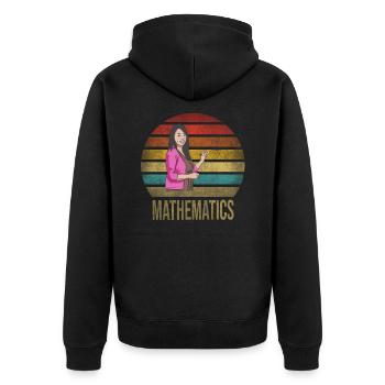 Math Teacher Mathematics School Retro Sunset - Unisex Premium Organic Zip Hoodie - black - Back - Nico (187cm)