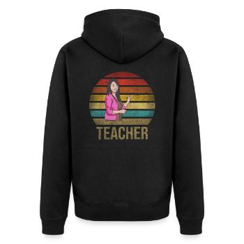 Math Teacher Mathematics School Retro Sunset - Unisex Premium Organic Zip Hoodie - black - Back - Nico (187cm)