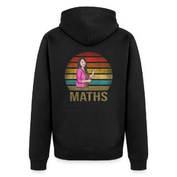 Math Teacher Mathematics School Retro Sunset - Unisex Premium Organic Zip Hoodie - black - Back - Nico (187cm)