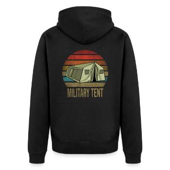 Military Tent Army Retro Sunset Vintage - Unisex Premium Organic Zip Hoodie - black - Back - Nico (187cm)